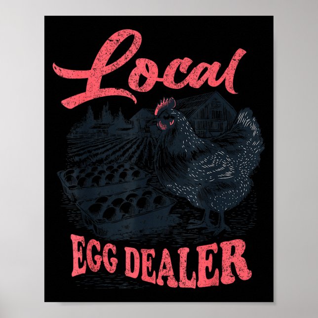 Póster Local Egg Er Retro Chicken Funny Farmer Easter Adu (Frente)