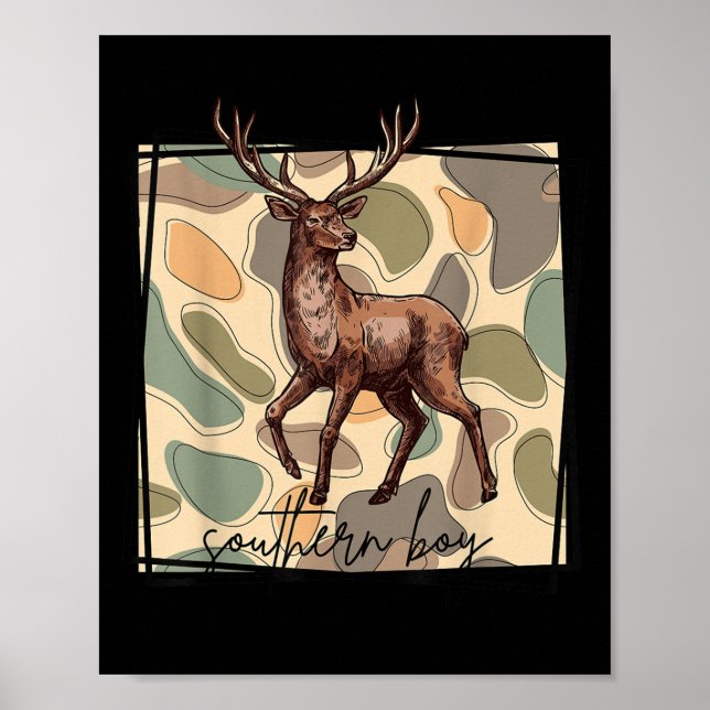 Póster Local Southern Boy Deer Hunting Camo Outdoor Vinta (Frente)