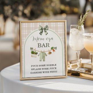 Póster Locally Grown Baby Shower Mom-osa Bar Sign Rustic 