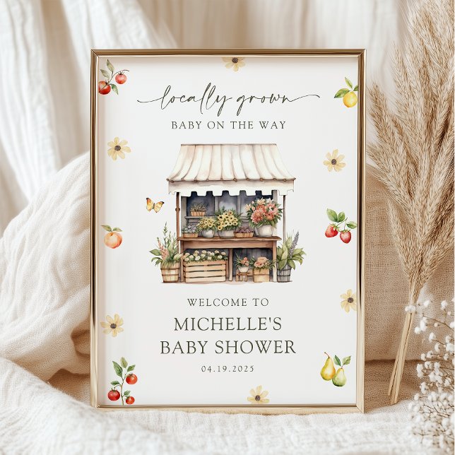Póster Locally Grown Rustic Boho Baby Shower Welcome Sign (Subido por el creador)