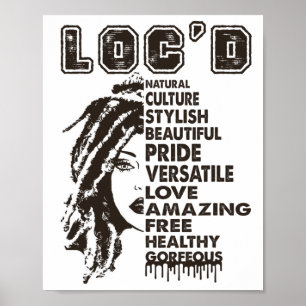 Póster Loc'd Hair Black Queen Black History Month Afro Wo