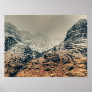 Póster Loch Achtriochtan y Glencoe en Invierno