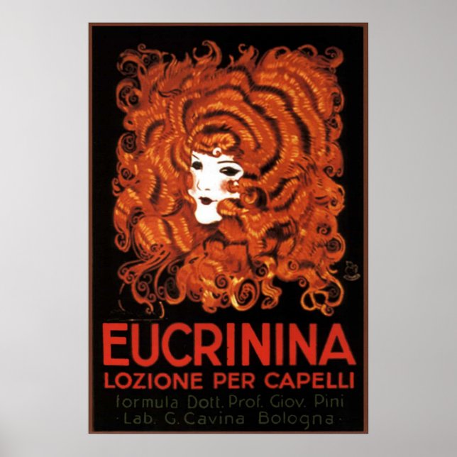 Póster Loción de pelo, Italia, publicidad de cosecha Eucr (Frente)