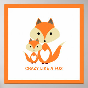 Póster Loco como un zorro, Naranja Fox Burlap
