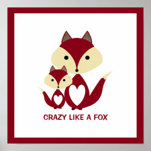 Póster Loco como un zorro, rojo Fox Burlap