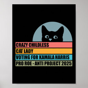 Póster Loco Gato Sin Niños Votando Por Kamala Harris