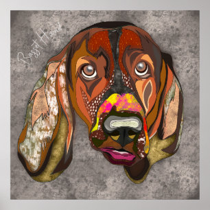 Póster Loco perro del perro de Basset Hound cara Poster p