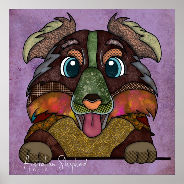 Póster Loco perro pastor australiano (Frente)