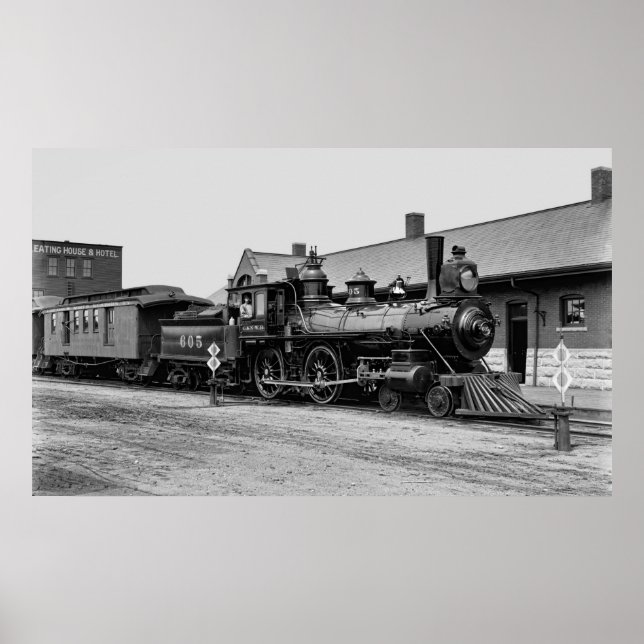 PÓSTER LOCOMOTIVO DE CHICAGO Y DE VAPOR DE FERROCARRIL DE (Frente)