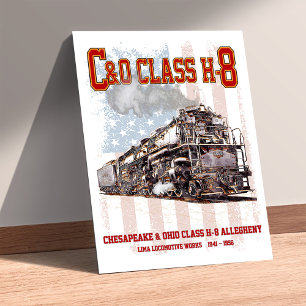 Póster Locomotora Allegheny C&O Clase H-8 - bandera de lo