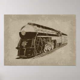 Póster Locomotora antigua - era Art Déco