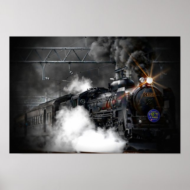 Póster Locomotora de trenes de vapor (Frente)