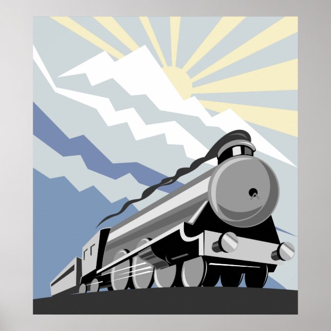 Póster locomotora de trenes de vapor de montaña itinerant (Frente)