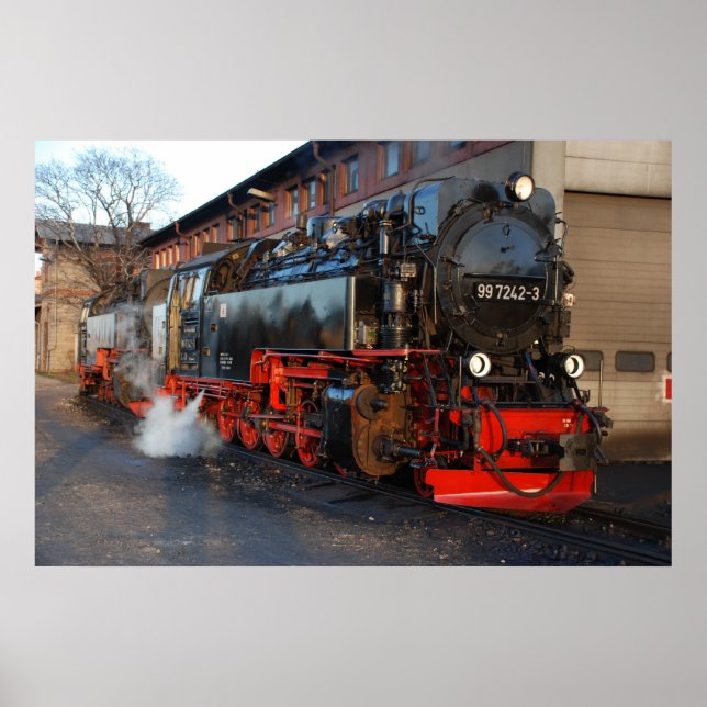 Póster Locomotora de vapor alemana (Frente)