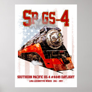 Póster Locomotora de vapor clásica Southern Pacific GS-4