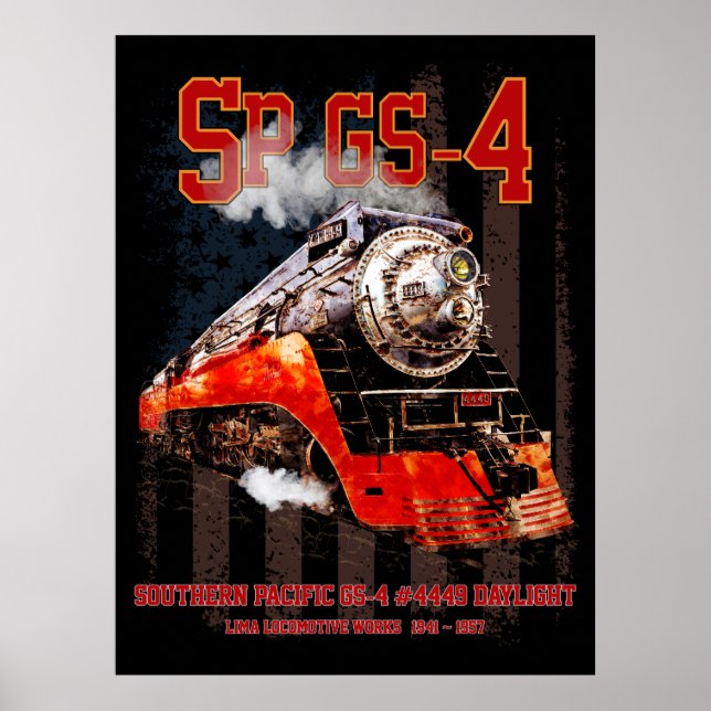 Póster Locomotora de vapor clásica Southern Pacific GS-4 (Frente)
