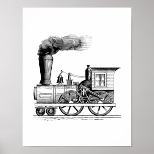 Póster Locomotora de vapor de antaño