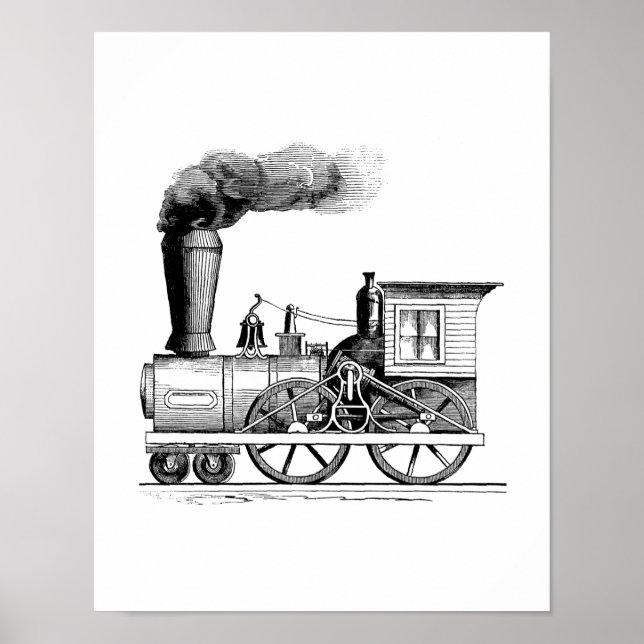 Póster Locomotora de vapor de tiempo viejo (Frente)