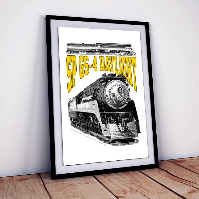 Póster Locomotora de vapor SP GS-4 Daylight 4449 (SP GS-4 Daylight 4449 Steam Train Locomotive. Poster)