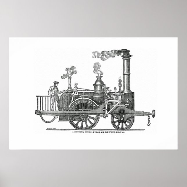 Póster Locomotora de vapor temprana (Frente)
