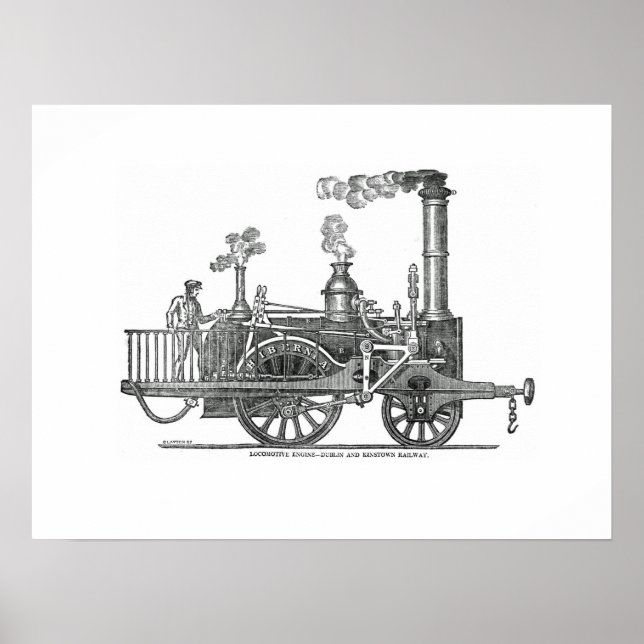 Póster Locomotora de vapor temprano (Frente)