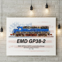 Locomotora diésel EMD GP38-2 y bandera estadounide
