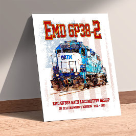 Póster Locomotora diésel EMD GP38-2 y bandera estadounide