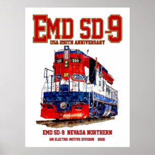 Póster Locomotora EMD SD-9 USA 250 Aniversario Heritage