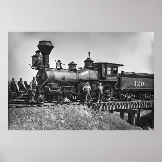 Póster Locomotora ferroviaria temprana (Frente)