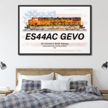 Locomotora GE ES44AC GEVO y bandera estadounidense