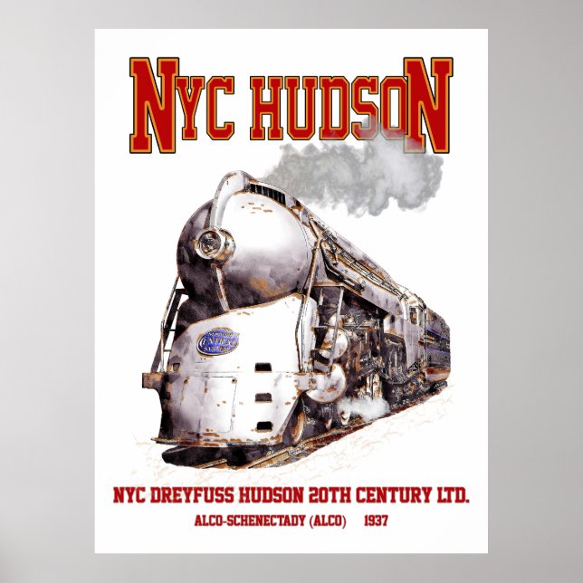 Póster Locomotora Hudson Dreyfuss de NYC. 20th Century Li (Frente)
