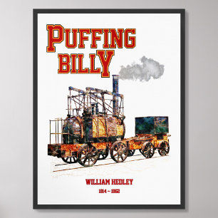 Póster Locomotora inglesa del tren de vapor Puffing Billy