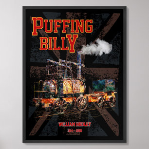 Póster Locomotora inglesa del tren de vapor Puffing Billy