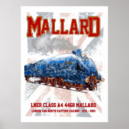 Póster locomotora LNER Clase A4 Mallard bandera Union Jac