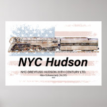 Locomotora NYC Dreyfuss Hudson. Bandera americana