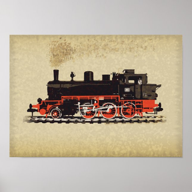 Póster Locomotora vintage (Frente)
