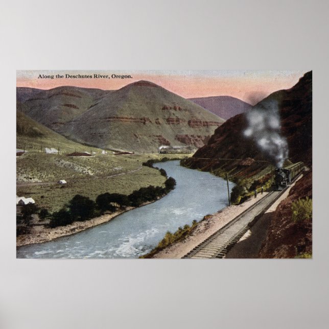 Póster Locomotoras de vapor en pista (Frente)