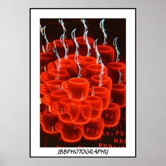 Póster locura de la taza de café de neón