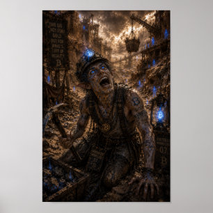 Póster Locura / Minero / Minas de mineral abandonadas