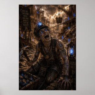 Póster Locura / Minero / Minas de mineral abandonadas