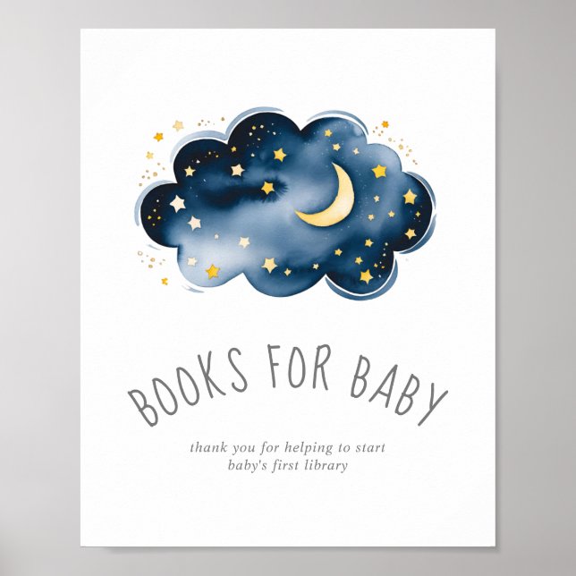 Póster Locura y estrellas Libros de Baby Shower para el R (Frente)
