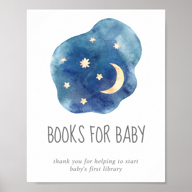 Póster Locura y estrellas Libros de Baby Shower para el R (Frente)