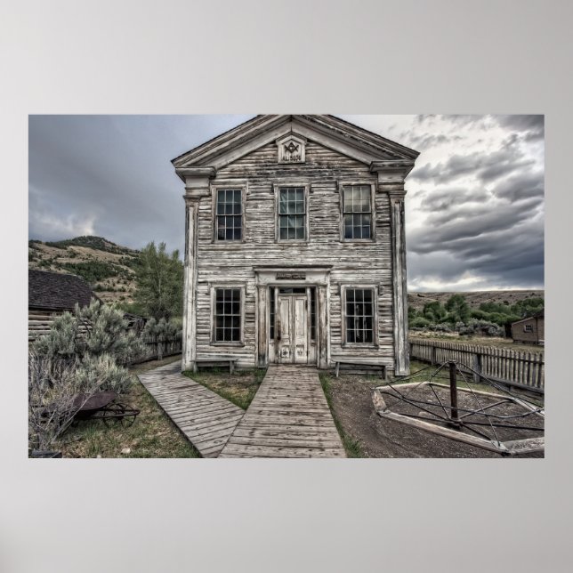 PÓSTER LODGE Y ESCUELA GÓTICA - BANNACK MONTANA (Frente)