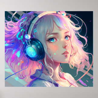 Póster LoFi Anime Chica Art