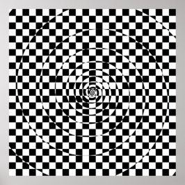 Póster Logarithmic Spiral Checkered Pattern