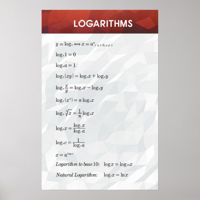 Póster Logaritmos - Poster de matemáticas (Frente)