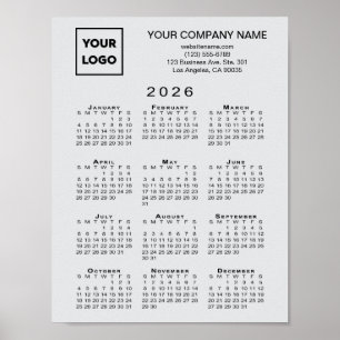 Póster Logo comercial y gris claro del calendario 2026