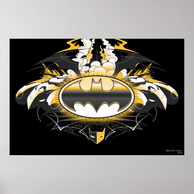 Póster Logo de Batman con coches (Frente)