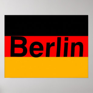 Póster Logo de Berlín en negro con bandera alemana