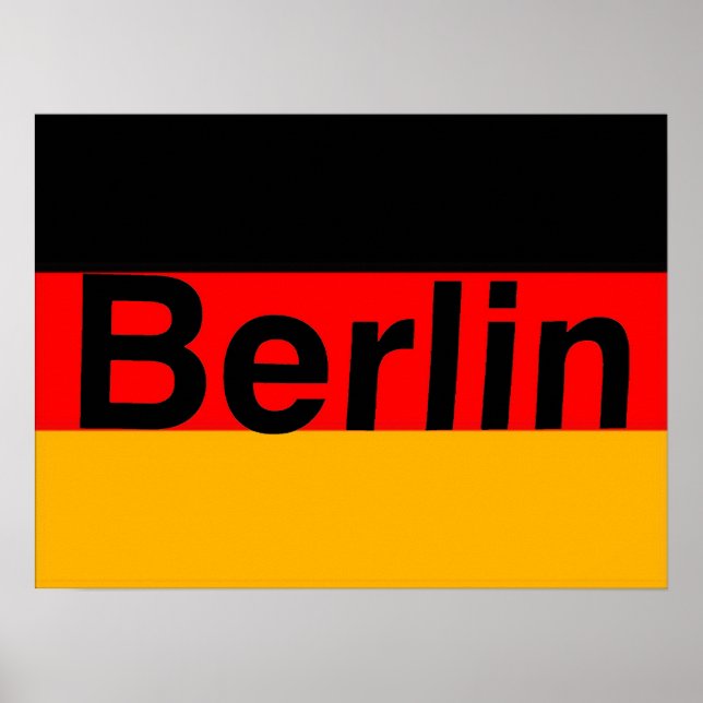 Póster Logo de Berlín en negro con bandera alemana (Frente)